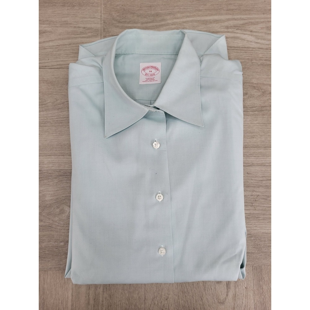 NWOT Brooks Brothers Mens Dress Shirt Size 14 Mint Green Button Front